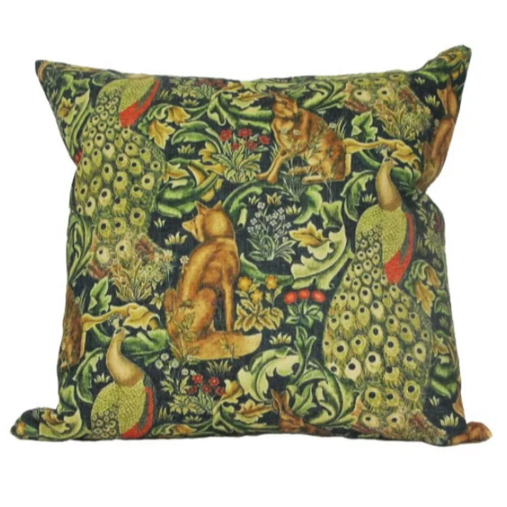 Golden Hill Studio 18" Green Fox And Peacock Square Throw Pillow With Insert 3 Golden Hill Studio 18" Green Fox And Peacock Square Throw Pillow With Insert