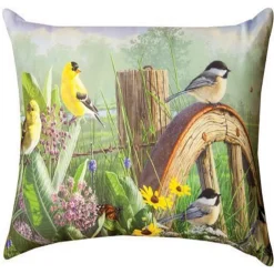 CC Home Furnishings Green And Yellow Meadow's Garden Themed Edge Rectangular Throw Pillow 18"