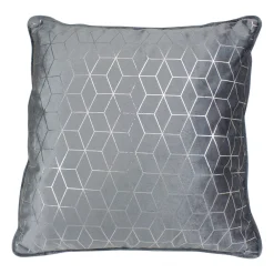 Christmas Central 19" Gray And Silver Velvet Throw Pillow With Geometric Design