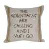 Golden Hill Studio 12" Green Striped 'The Mountains Are Calling And I Must Go' Throw Pillow