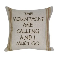 Golden Hill Studio 12" Green Striped 'The Mountains Are Calling And I Must Go' Throw Pillow