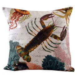 Golden Hill Studio 18" Black And Pink Decorative Lobster Throw Pillow Cover