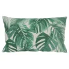 Christmas Central 19" Green And White Tropical Leaves Printed Rectangular Throw Pillow