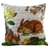 Golden Hill Studio 18" Brown Bunnies With Floral Accents And Calligraphy Background Throw Pillow -Safavieh Store 6195210