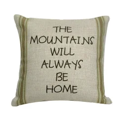 Golden Hill Studio 12" Black And Green Striped 'The Mountains Will Always Be Home' Throw Pillow