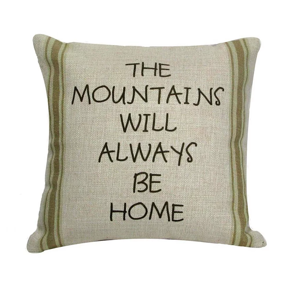 Golden Hill Studio 12" Black And Green Striped 'The Mountains Will Always Be Home' Throw Pillow 3 Golden Hill Studio 12" Black And Green Striped 'The Mountains Will Always Be Home' Throw Pillow