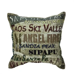 Simply Home 17" Green And Red Square Sipapu Ski Resort Throw Pillow
