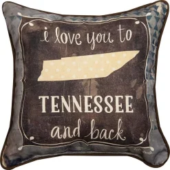 CC Home Furnishings 12" Brown And Gray "I Love You To Tennessee And Back" Printed Square Throw Pillow