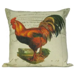 Golden Hill Studio 18" Brown And Green Rooster With Country Rustic Tail Throw Pillow Cover