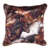 Simply Home 17" Brown And White Wild Running Mustang Horses Square Throw Pillow