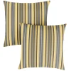 Outdoor Living And Style Set Of 2 Yellow And Gray Stripes Decorative Corded Square Pillows 18" -Safavieh Store 6203471