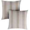 Outdoor Living And Style Set Of 2 Beige And Brown Stripe Sunbrella Square Outdoor Pillow 18" -Safavieh Store 6203472