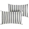 Outdoor Living And Style Set Of 2 Navy Blue And White Stripes Sunbrella Indoor And Outdoor Lumbar Pillow 20"
