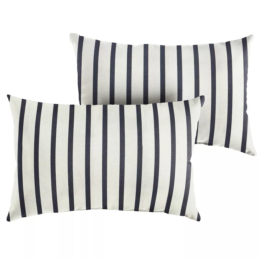 Outdoor Living And Style Set Of 2 Navy Blue And White Stripes Sunbrella Indoor And Outdoor Lumbar Pillow 20" 3 Outdoor Living And Style Set Of 2 Navy Blue And White Stripes Sunbrella Indoor And Outdoor Lumbar Pillow 20"