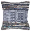 Laddha Home Designs 18" Blue And White Geometric Bohemian Square Throw Pillow
