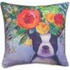Manual Weavers 18" Square Polyester Pillow With Dogs In Bloom Boston Design