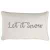 Outdoor Living And Style 13" X 20" Ivory And Gray Rectangular "Let It Snow" Sunbrella Indoor And Outdoor Embroidered Lumbar Pillow -Safavieh Store 6203557