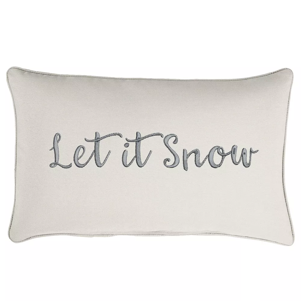 Outdoor Living And Style 13" X 20" Ivory And Gray Rectangular "Let It Snow" Sunbrella Indoor And Outdoor Embroidered Lumbar Pillow 3 Outdoor Living And Style 13" X 20" Ivory And Gray Rectangular "Let It Snow" Sunbrella Indoor And Outdoor Embroidered Lumbar Pillow