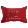 Outdoor Living And Style 13" X 20" Crimson Red And White Rectangular "Merry Christmas" Indoor And Outdoor Embroidered Lumbar Pillow -Safavieh Store 6203578