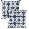 Outdoor Living And Style Set Of 2 22" Indigo Blue And White Geometric Sunbrella Indoor And Outdoor Square Pillow