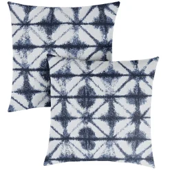 Outdoor Living And Style Set Of 2 22" Indigo Blue And White Geometric Sunbrella Indoor And Outdoor Square Pillow