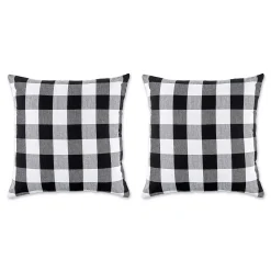Contemporary Home Living Set Of 2 Black And White Buffalo Check Pillow Cover 20"