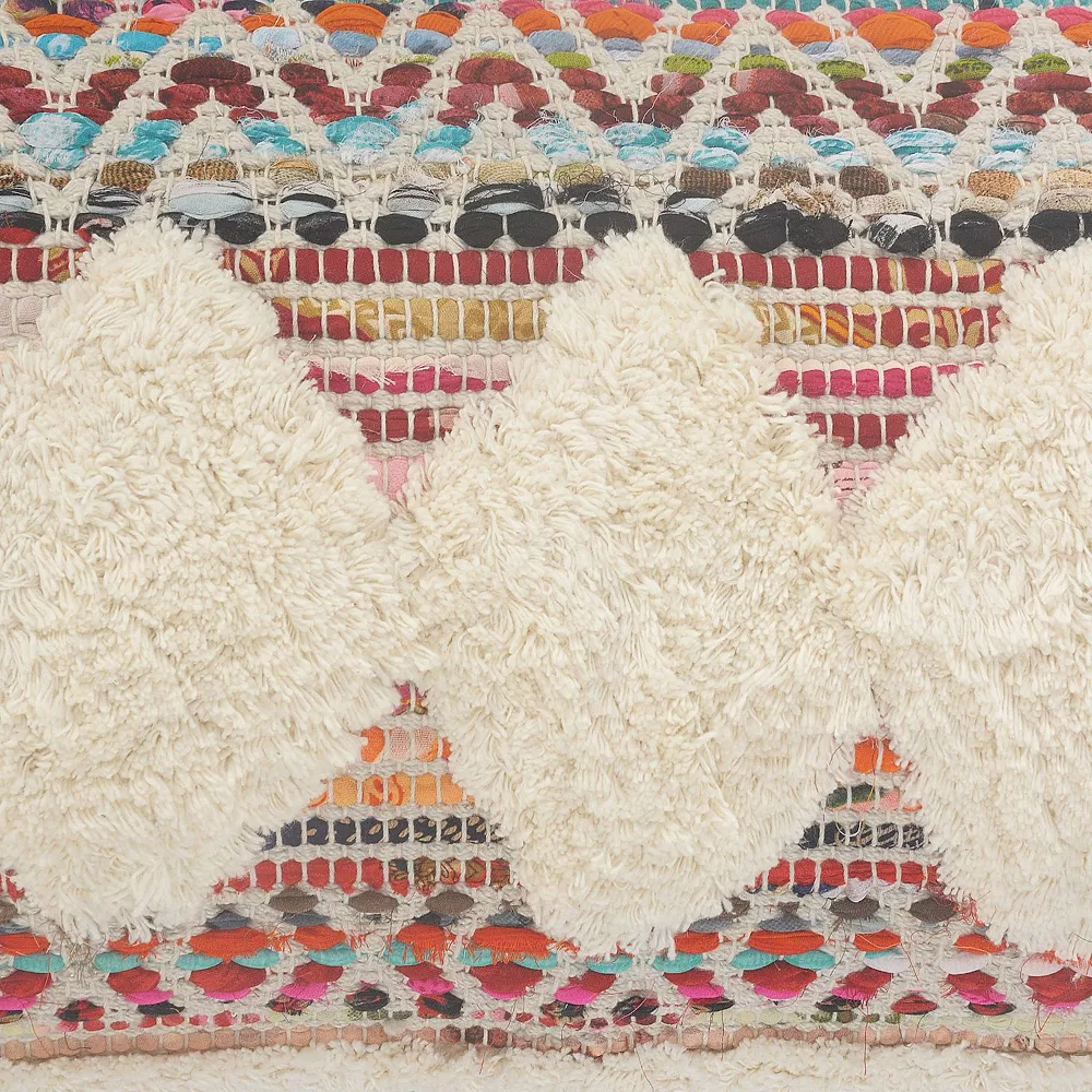 Laddha Home Designs 36" White And Red Diamond Chevron Handmade Rectangular Lumbar Pillow 4 Laddha Home Designs 36" White And Red Diamond Chevron Handmade Rectangular Lumbar Pillow - Image 2