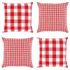 Contemporary Home Living Set Of 4 Red And White Gingham And Buffalo Check Pillow Covers 18" -Safavieh Store 6203632