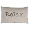 Outdoor Living And Style 13" X 20" Silver And Black Rectangular "Relax" Sunbrella Indoor And Outdoor Embroidered Lumbar Pillow