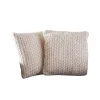 Contemporary Home Living Set Of 2 Natural Ivory Handcrafted Square Throw Pillows 17"