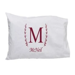 Contemporary Home Living 32.5" White And Burgundy M With McNeil Family Name Rectangular Pillow Case