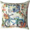 Manual Weavers 18" Square Climaweave Pillow With Blue Bike Under Window Design