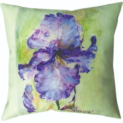 Contemporary Home Living 18" Square Climaweave Pillow With Iris Design