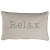 Outdoor Living And Style 13" X 20" Silver Gray Rectangular "Relax" Sunbrella Indoor And Outdoor Embroidered Lumbar Pillow