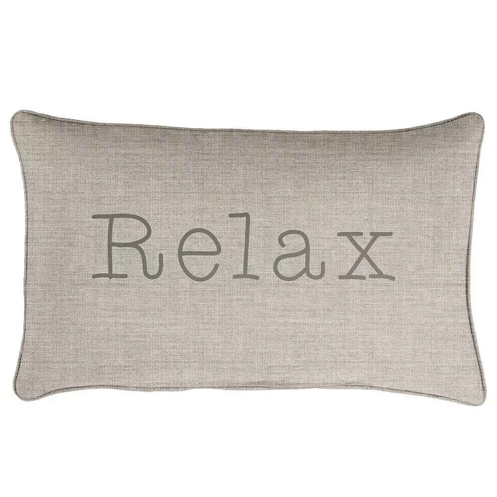 Outdoor Living And Style 13" X 20" Silver Gray Rectangular "Relax" Sunbrella Indoor And Outdoor Embroidered Lumbar Pillow 3 Outdoor Living And Style 13" X 20" Silver Gray Rectangular "Relax" Sunbrella Indoor And Outdoor Embroidered Lumbar Pillow