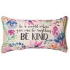 Woven Textile Company 4” Beige And Pink Floral With Quotation Rectangular Pillow