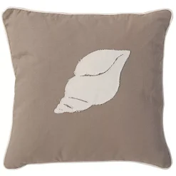 A&B Home 17.5" Tan Brown And White Conch Shell Square Pillow