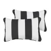 Outdoor Living And Style Set Of 2 Sunbrella Distressed Black And White Stripes Rectangular Indoor/Outdoor Lumbar Throw Pillows 20" -Safavieh Store 6203744