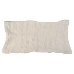 Avon 22" White Knitted Pillow Sweater Style Rectangular Pillow Cover