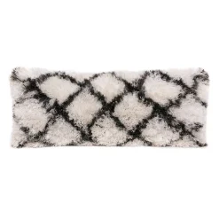 Laddha Home Designs 36" White And Black Diamond Criss Cross Handmade Rectangular Lumbar Pillow