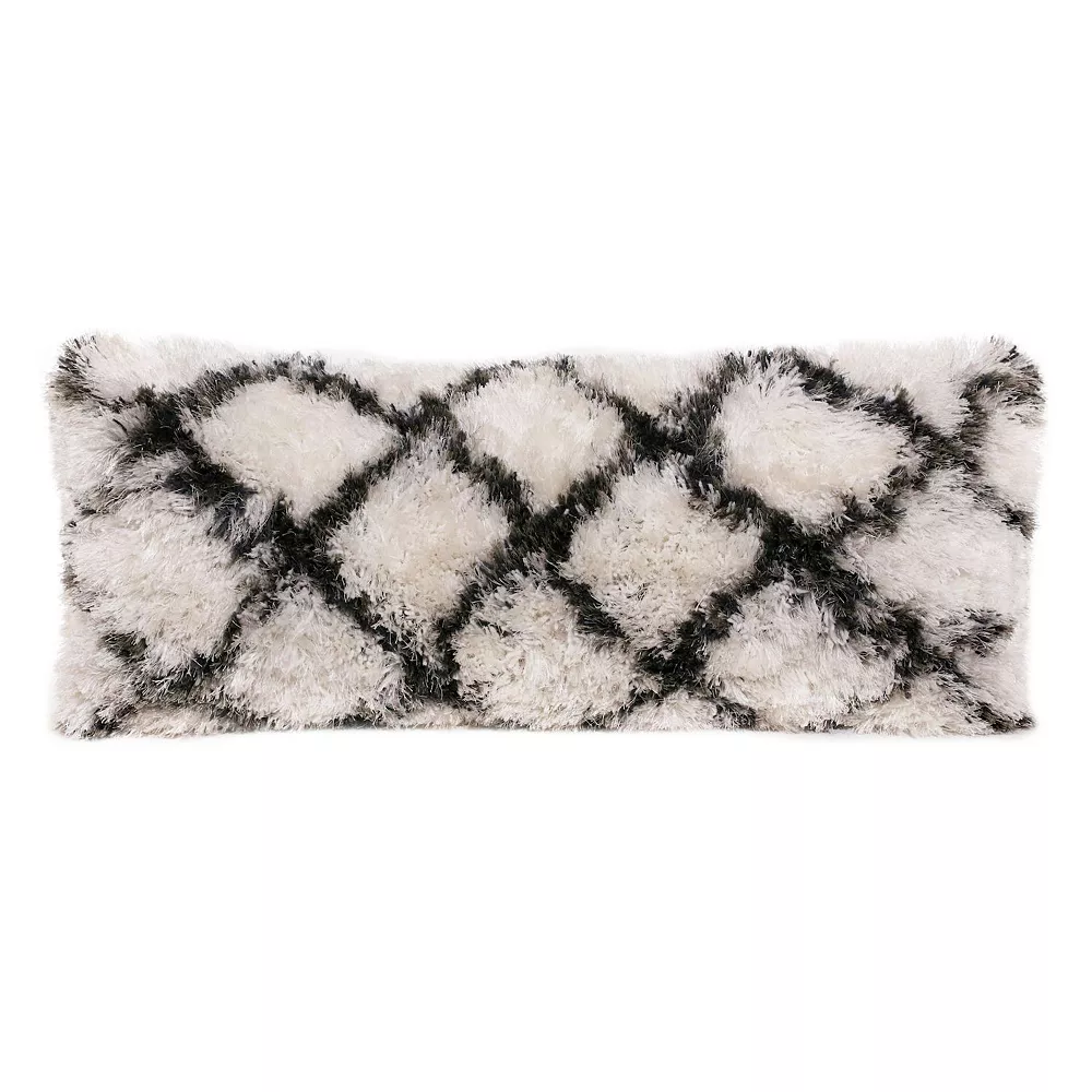 Laddha Home Designs 36" White And Black Diamond Criss Cross Handmade Rectangular Lumbar Pillow 3 Laddha Home Designs 36" White And Black Diamond Criss Cross Handmade Rectangular Lumbar Pillow