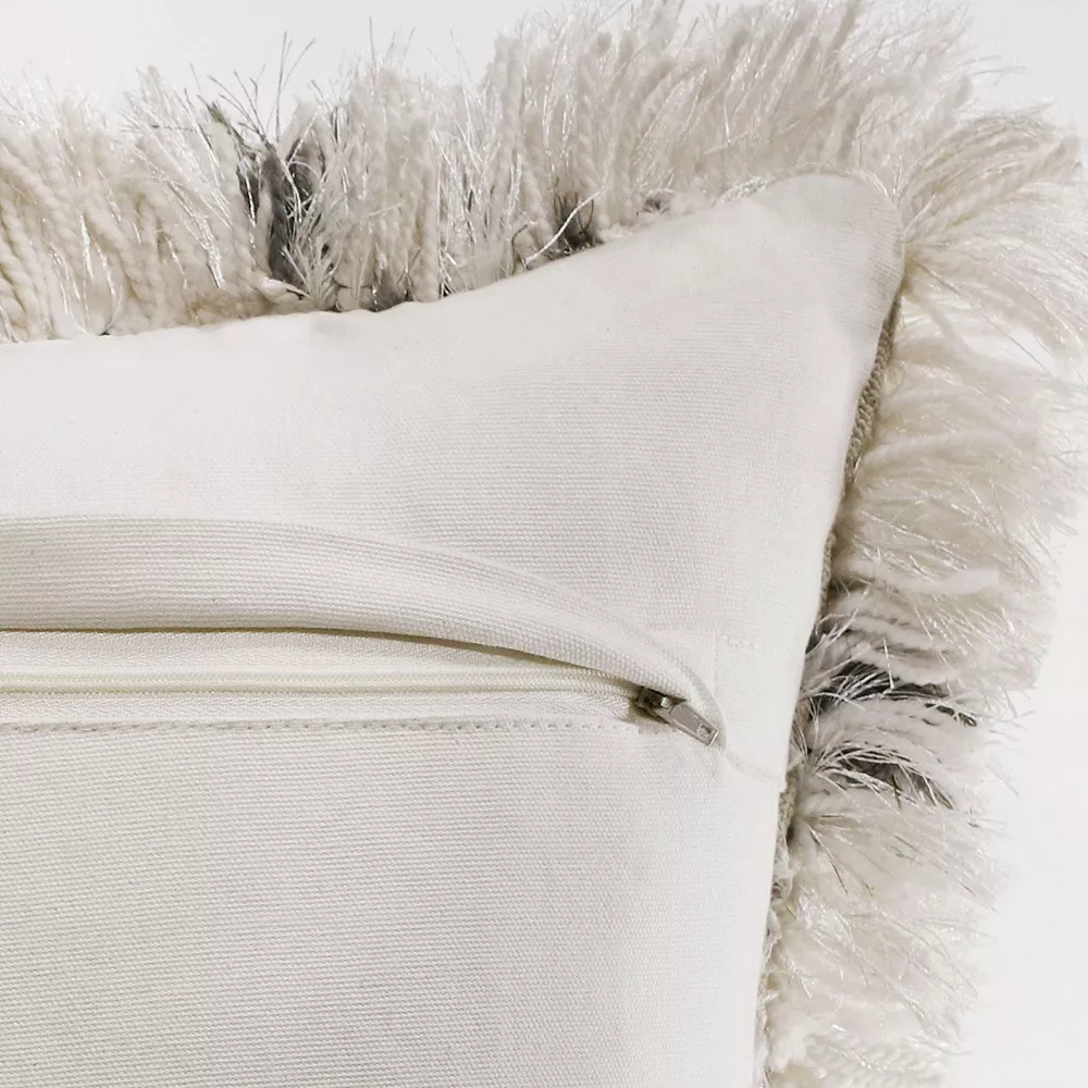 Laddha Home Designs 36" White And Black Diamond Criss Cross Handmade Rectangular Lumbar Pillow 5 Laddha Home Designs 36" White And Black Diamond Criss Cross Handmade Rectangular Lumbar Pillow - Image 3