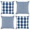 Contemporary Home Living Set Of 4 Blue And White Gingham And Buffalo Check Pillow Cover 18"