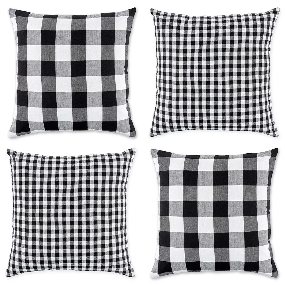 Contemporary Home Living Set Of 4 Black And White Gingham And Buffalo Check Pillow Covers 18" 3 Contemporary Home Living Set Of 4 Black And White Gingham And Buffalo Check Pillow Covers 18"