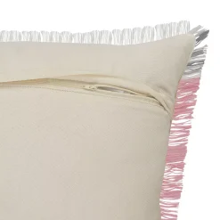 Laddha Home Designs 20" Pink And Gray Handmade Square Throw Pillow With Fringe 7 Laddha Home Designs 20" Pink And Gray Handmade Square Throw Pillow With Fringe -Safavieh Store 6203813 ALT2