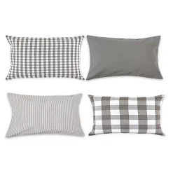 Contemporary Home Living Set Of 4 Gray And White Cotton Pillow Cover 20"