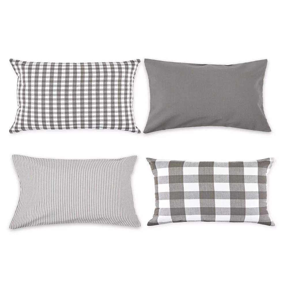 Contemporary Home Living Set Of 4 Gray And White Cotton Pillow Cover 20" 3 Contemporary Home Living Set Of 4 Gray And White Cotton Pillow Cover 20"