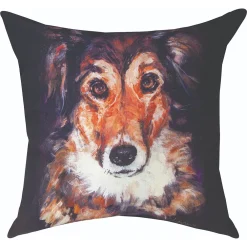 Manual Weavers 18" Square Climaweave Pillow With Pet Love Collie Dark Design