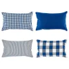 Contemporary Home Living Set Of 4 Blue And White Cotton Pillow Cover 20" -Safavieh Store 6203823