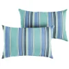 Outdoor Living And Style Set Of 2 Sunbrella Dolce Oasis Stripes Rectangular Indoor/Outdoor Lumbar Throw Pillows 24"